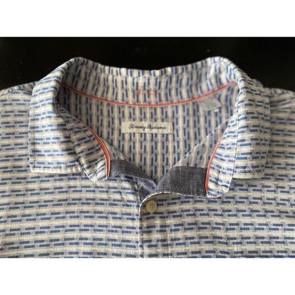 TOMMY BAHAMA Giovanni Geo Galaxy Blue Silk Camp Shirt sz XXL - Picture 5 of 9